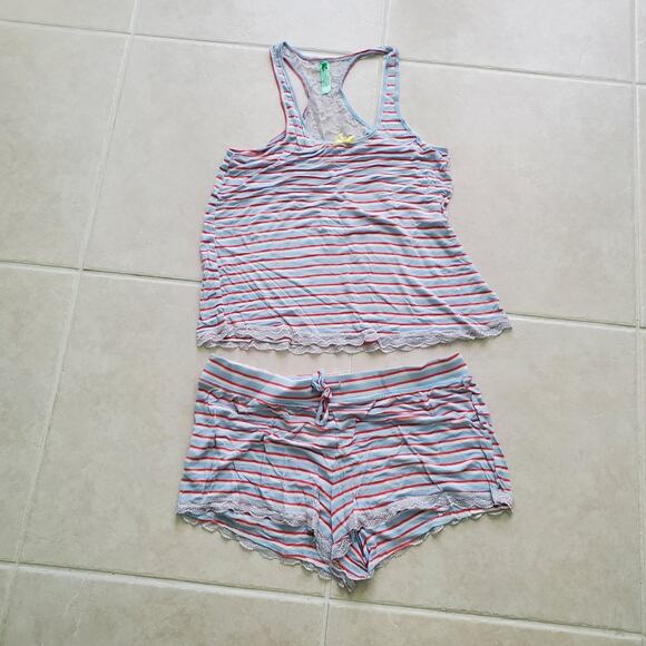 Honeydew Intimates Short Pajamas L Lace Trim Racerback Top Loungewear Soft Comfy - Picture 2 of 10